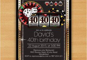 Casino themed Birthday Invitations Poker Playing Card Gold Birthday From Miprincess On Etsy