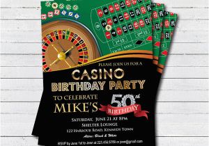 Casino themed Birthday Party Invitations Casino 50th Birthday Invitation Adult Man Birthday Surprise