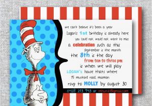 Cat and the Hat Birthday Invitations Cat In the Hat Birthday Invitation Modern by theprintablecafe