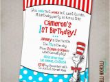 Cat and the Hat Birthday Invitations Cat In the Hat Birthday Party Invitation by