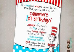 Cat and the Hat Birthday Invitations Cat In the Hat Birthday Party Invitation by