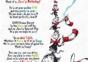 Cat and the Hat Birthday Invitations Printable Personalized Cat In the Hat Birthday Party