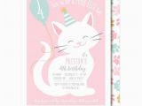 Cat Birthday Invitations Printables Cat Invitation Pink Cat Birthday Party Printable or Printed