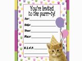 Cat Birthday Invitations Printables Cat themed Birthday Invitations Drevio Invitations Design