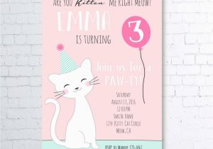 Cat Birthday Invitations Printables Diy Printable Invite are You Kitten Me Right Meow Kitty Cat