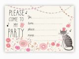 Cat Birthday Invitations Printables Kitty Party Invitation Printable Download My Work
