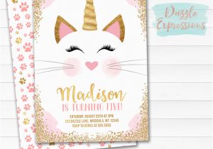 Cat Birthday Invitations Printables Printable Caticorn Birthday Invitation Rainbow Kittycorn