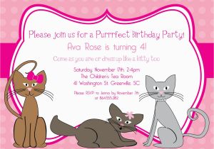 Cat Birthday Invitations Printables Printable Kitty Cat Birthday Invitation Kitten Kitties