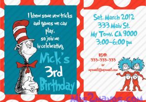 Cat In the Hat 1st Birthday Invitations Cat In the Hat Birthday Invitations Invitation Librarry