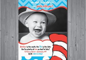 Cat In the Hat 1st Birthday Invitations Dr Seuss Birthday Invitation First Birthday by Abbyreesedesign