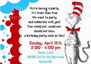 Cat In the Hat 1st Birthday Invitations Dr Seuss Invitation Template Best Template Collection