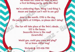 Cat In the Hat 1st Birthday Invitations Novel Concept Designs Cat In the Hat Thing 1 and Thing