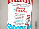 Cat In the Hat First Birthday Invitations Cat In the Hat Birthday Party Invitation by