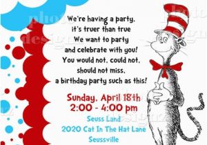 Cat In the Hat First Birthday Invitations Dr Seuss Invitation Template Best Template Collection