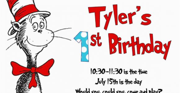 Cat In the Hat First Birthday Invitations Free Printable Cat In the Hat Birthday Party Invitations