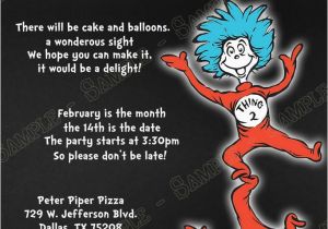 Cat In the Hat First Birthday Invitations Novel Concept Designs Thing 1 and Thing 2 Cat In the