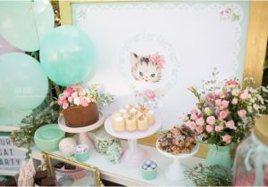 Cat themed Birthday Party Decorations Kara 39 S Party Ideas Whimsical Shabby Chic Cat themed