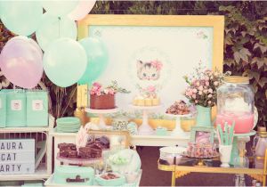 Cat themed Birthday Party Decorations Kara 39 S Party Ideas Whimsical Shabby Chic Cat themed