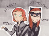 Catwoman Birthday Card Blackwidow and Catwoman Birthday Card by Emailinasbrother