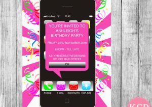 Cell Phone Birthday Invitations 10 Mobile Phone Invitations Girls Birthday by
