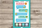 Cell Phone Birthday Invitations Cell Phone Emoji Sleep Over Teen Invitation Tween 12th