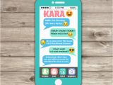 Cell Phone Birthday Invitations Cell Phone Emoji Sleep Over Teen Invitation Tween 12th