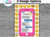 Cell Phone Birthday Invitations Cell Phone Emoji Tween Teen Birthday Invitation Cellphone