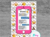 Cell Phone Birthday Invitations Cell Phone Emoji Tween Teen Birthday Invitation Cellphone