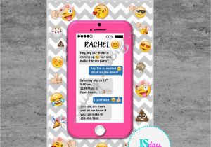 Cell Phone Birthday Invitations Cell Phone Emoji Tween Teen Birthday Invitation Cellphone