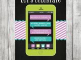 Cell Phone Birthday Invitations Chalkboard Teen Cell Phone Birthday Invite 5×7 Jpg