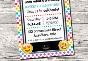 Cell Phone Birthday Invitations Emoji Cell Phone Trending Birthday Party Invitation
