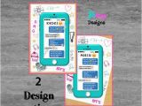 Cell Phone Birthday Invitations Tween Teen Cell Phone Birthday Invitation by Jsdaydesigns