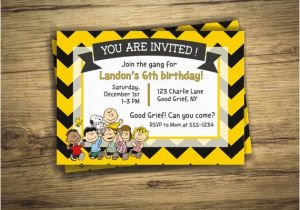 Charlie Brown Birthday Invitations Charlie Brown Birthday Party Invitation Peanuts Movie