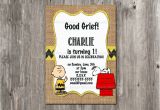 Charlie Brown Birthday Party Invitations Charlie Brown Birthday Invitation Snoopy Rustic Burlap