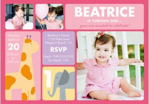Cheap 1st Birthday Invitations 1st Birthday Invites with Giraffe and Elephant Omg Photos