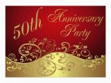 Cheap 50th Birthday Invitations Red Swirl 50th Anniversary Party Invitation In Each Seller