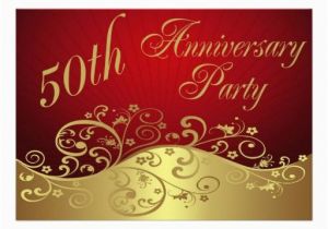 Cheap 50th Birthday Invitations Red Swirl 50th Anniversary Party Invitation In Each Seller