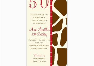 Cheap 50th Birthday Party Invitations Giraffe Red 50th Invitations Paperstyle