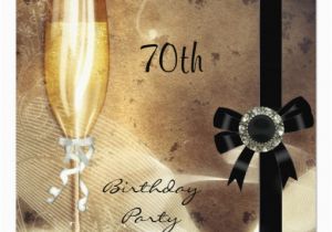 Cheap 70th Birthday Invitations 70th Sepia Champagne Glass Black Diamond Announcement Zazzle
