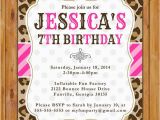 Cheetah Print Birthday Invitation Templates Leopard Print Birthday Party Invite Pink Stripes Polka Dots