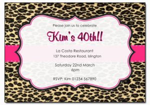 Cheetah Print Birthday Invitation Templates Leopard Print with Pink Trim Personalised Birthday Party