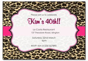 Cheetah Print Birthday Invitation Templates Leopard Print with Pink Trim Personalised Birthday Party