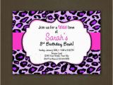 Cheetah Print Birthday Invitation Templates Purple Leopard Animal Print Birthday Invitation Printable