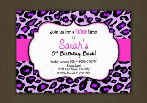 Cheetah Print Birthday Invitation Templates Purple Leopard Animal Print Birthday Invitation Printable