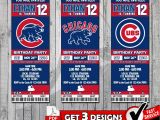 Chicago Cubs Birthday Invitations Baseball Chicago Cubs Printable Invitation Tickets Digital