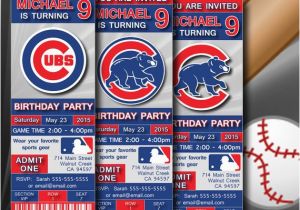 Chicago Cubs Birthday Invitations Chicago Cubs Birthday Invitation Baseball Ticket by Digisport