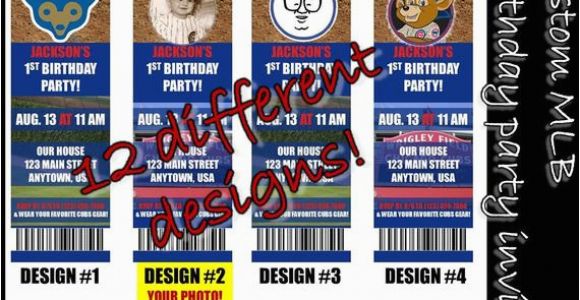 Chicago Cubs Birthday Invitations Chicago Cubs themed Birthday Invitation Tickets Baseball