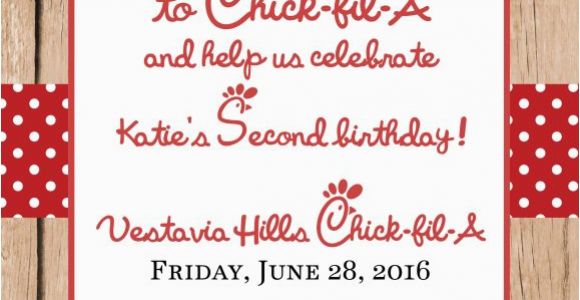 Chick Fil A Birthday Card 4101 Chick Fil A Party Invitation Poppyseed Paper