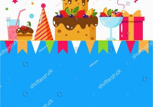 Child Birthday Cards Designs Happy Birthday Card Flat Vector Illustration Stock Vector