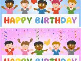 Children S Happy Birthday Banners Birthday Banner with Kids Stock Vector Image Of event